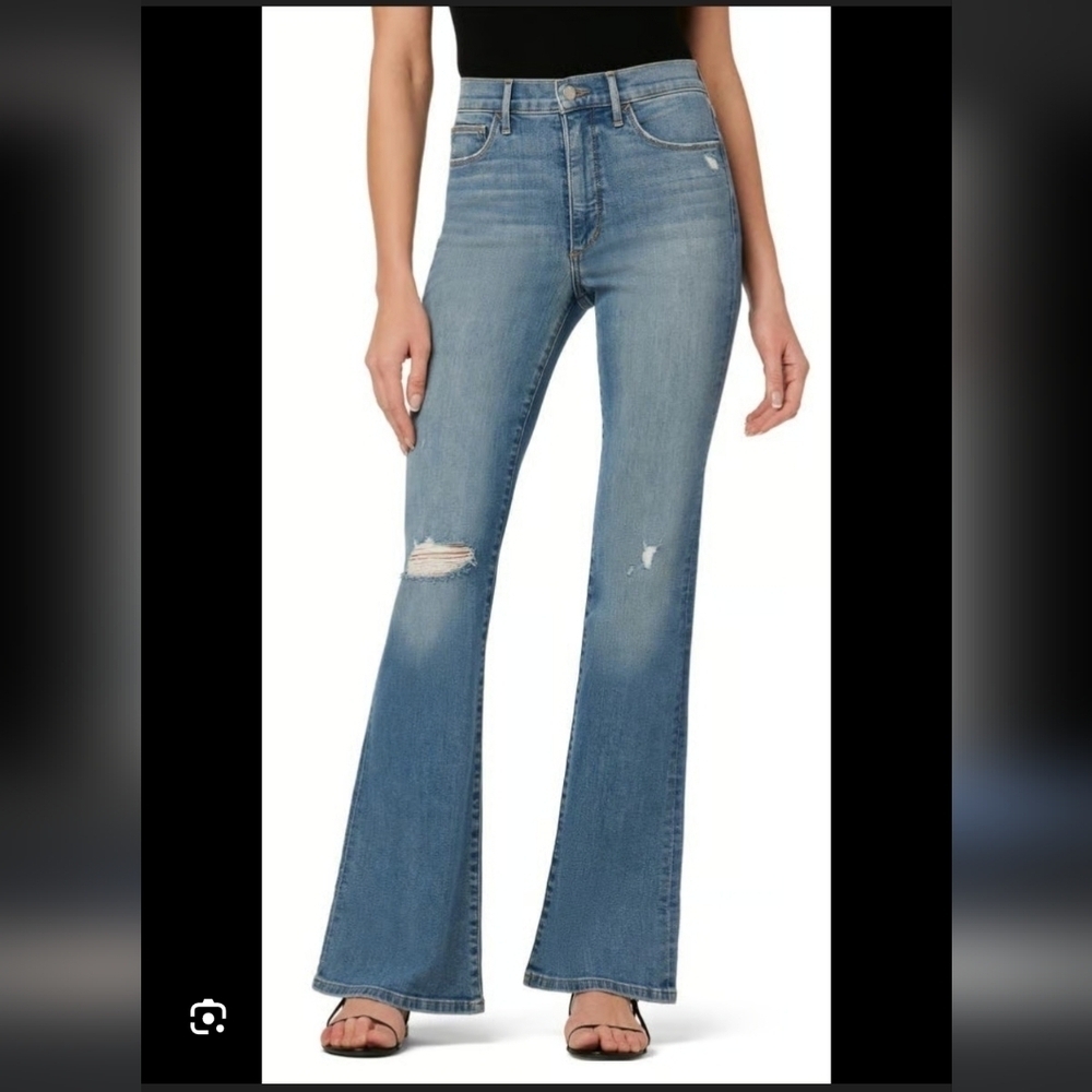 Joes Jeans Light Wash Neha Distressed High Rise Flare Jeans